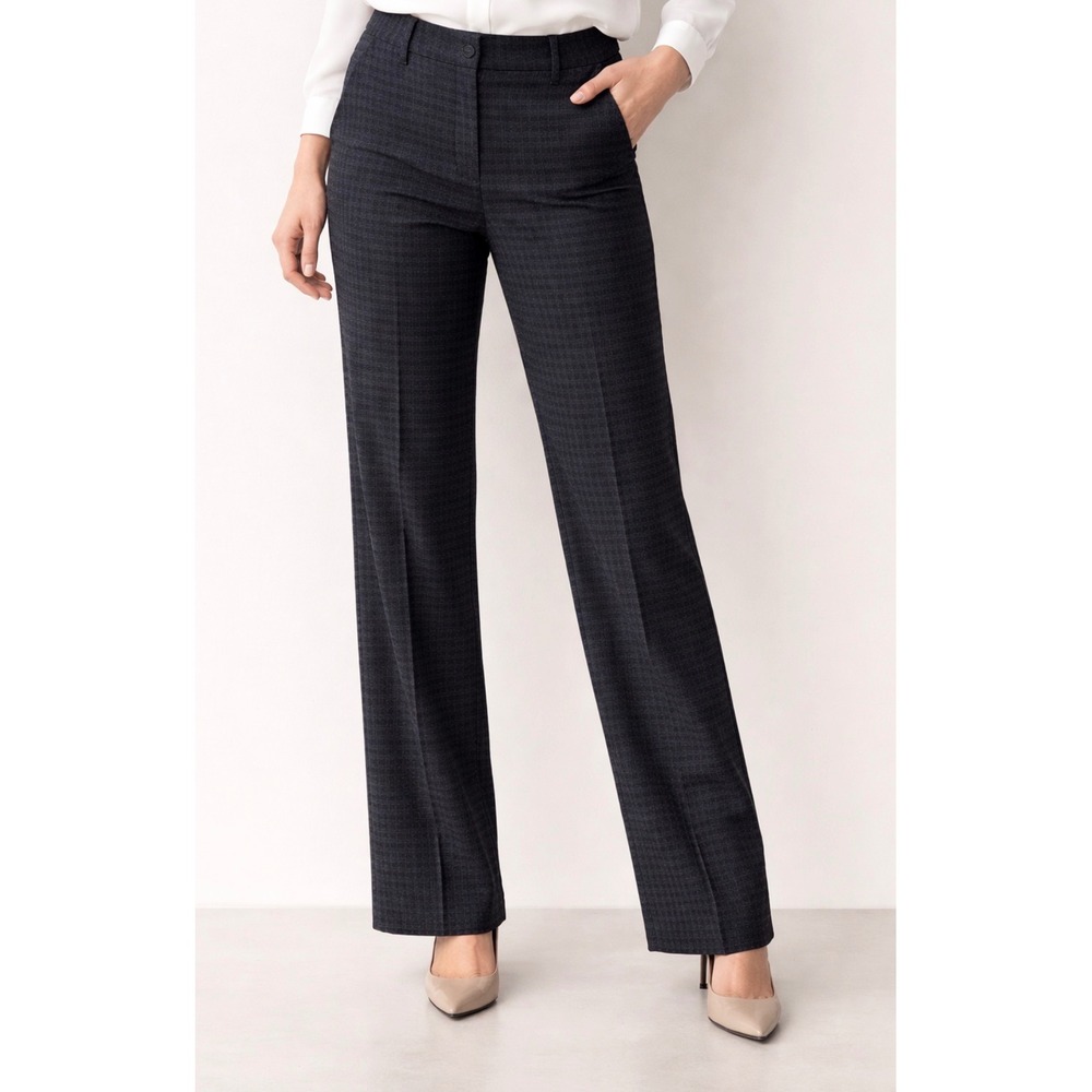 Unbranded Dress Pants Womens Size 4/6 Black Gray Plaid Straight Leg‎ Trousers